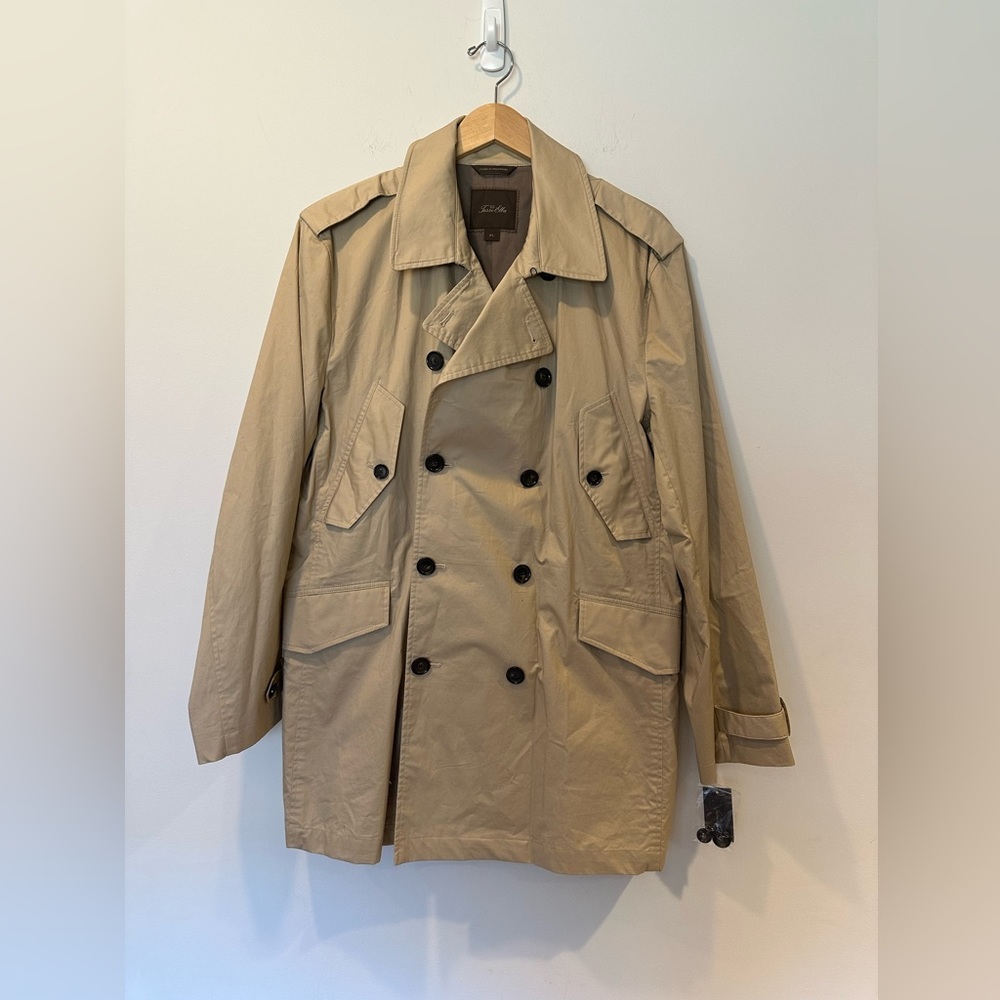 Tasso Elba Double Breasted Men's Patrol Khaki Trench Jacket
